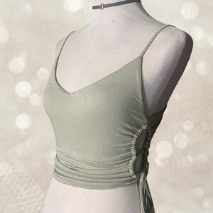 Sage Green Ruched Crop Top